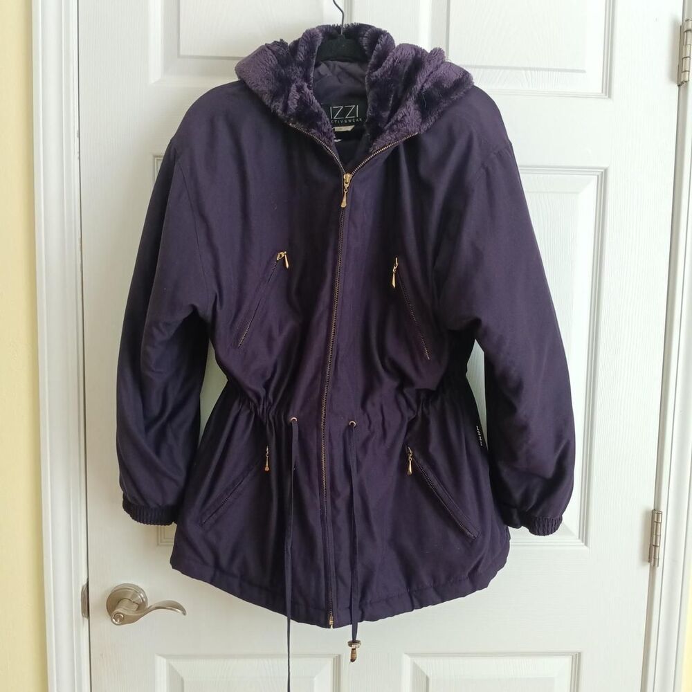 Vintage 90s IZZI Activewear dark purple parka jacket Large